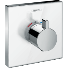 Внешняя часть термостата для душа hansgrohe ShowerSelect Glass HighFlow скрытого монтажа на 1 потребителя 15734400, белый/хром