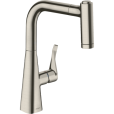 Смеситель для кухонной мойки hansgrohe Metris M71 220, с вытяжным душем 2jet 14834800, под сталь