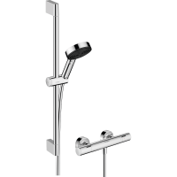 Душевой набор hansgrohe Pulsify Select S 105 3jet Relaxation EcoSmart с термостатом Ecostat Fine и душевой штангой 65 см, 24262000, хром