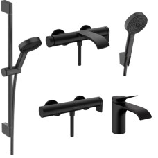 Готовый набор для ванны и душа hansgrohe Vivenis со смесителем для раковины и ручным душем Pulsify HG-PR64, матовый черный