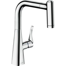 Смеситель для кухонной мойки hansgrohe Metris M71 220, с вытяжным душем 2jet, sBox, Eco 73823000, хром