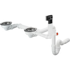 Система слива-перелива hansgrohe с ручным управлением для гранитной мойки с двумя чашами D17-10 43928000, хром