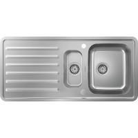 Кухонная мойка hansgrohe S41 S4113-F540 врезная с левым крылом и двумя чашами 150/340, нержавеющая сталь