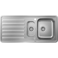 Кухонная мойка hansgrohe S41 S4113-F540 врезная с левым крылом и двумя чашами 150/340 43339800, нержавеющая сталь