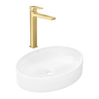 Готовый набор для раковины hansgrohe Xuniva D накладной со смесителем Metropol 260, белый/полированное золото