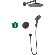 Душевая система hansgrohe Croma 280 1jet скрытого монтажа с термостатом 27961670, матовый черный