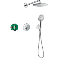 Душевая система hansgrohe Raindance S 240 1jet PowderRain скрытого монтажа с термостатом ShowerSelect S 27951000, хром