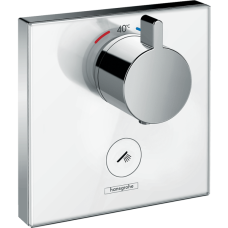 Внешняя часть термостата для душа hansgrohe ShowerSelect Glass HighFlow скрытого монтажа с отдельным выводом ручного душа 15735400, белый/хром