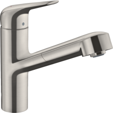 Смеситель для кухонной мойки hansgrohe Focus M42 150, с вытяжным изливом 1jet, sBox 71829800, под сталь
