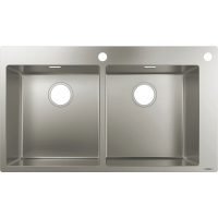 Кухонная мойка hansgrohe S71 S712-F765 врезная, с двумя чашами 370/370 43311800, нержавеющая сталь