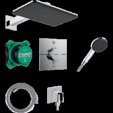Душевая система hansgrohe Raindance Alive Q Design ShowerSet 210/340 1jet с термостатом ShowerSelect Comfort E, 24620000, хром