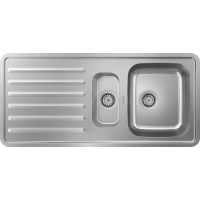 Кухонная мойка hansgrohe S41 S4111-F540 врезная с крылом и двумя чашами 150/340 43342800, нержавеющая сталь