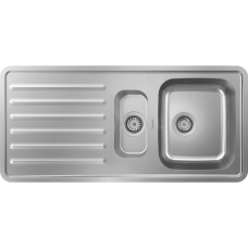 Кухонная мойка hansgrohe S41 S4111-F540 врезная с крылом и двумя чашами 150/340 43342800, нержавеющая сталь
