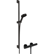 Душевой набор hansgrohe Pulsify Select S 105 3jet Relaxation EcoSmart с термостатом Ecostat Element и душевой штангой 90 см, 24271670, матовый черный