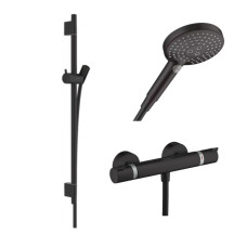 Готовый набор для душа hansgrohe Raindance с термостатом Ecostat HG-PR113, матовый черный