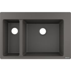 Кухонная мойка hansgrohe S51 S510-F635 врезная, с двумя чашами 180/450 43315290, серый камень