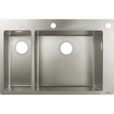 Кухонная мойка hansgrohe S71 S712-F655 врезная, с двумя чашами 180/450 43310800, нержавеющая сталь