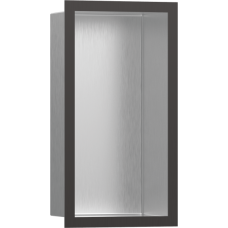 Настенный короб hansgrohe XtraStoris Individual с цветом корпуса под сталь и дизайнерской рамой, 30х15х10 см