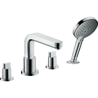 Внешняя часть смесителя для ванны hansgrohe Metris S на край ванны, на 4 отверстия, с душевым гарнитуром, хром