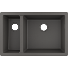 Кухонная мойка hansgrohe S51 S510-U635 интегрированная, с двумя чашами 180/450 43433290, серый камень