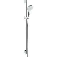 Душевой гарнитур hansgrohe Crometta 100 1jet EcoSmart со штангой 90 см, белый/хром