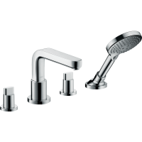 Внешняя часть смесителя для ванны hansgrohe Metris S на край ванны, на 4 отверстия, с душевым гарнитуром 31446000, хром