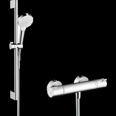 Термостат для душа hansgrohe Ecostat 1001 CL с душевым гарнитуром Crometta Vario, 27812400, белый/хром