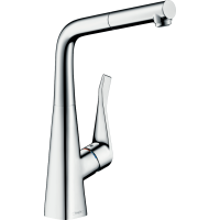 Смеситель для кухонной мойки hansgrohe Metris M71 320, с вытяжным изливом, Eco 14781000, хром