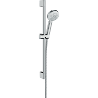 Душевой гарнитур hansgrohe Crometta 100 1jet EcoSmart со штангой 65 см 26655400, белый/хром