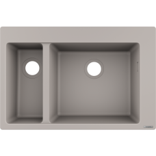 Кухонная мойка hansgrohe S51 S510-F635 врезная, с двумя чашами 180/450 43315380, серый бетон
