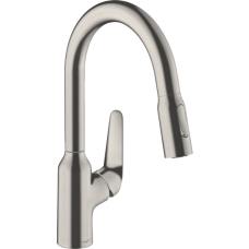Смеситель для кухонной мойки hansgrohe Focus M42 180, с вытяжным душем 2jet 71801800, под сталь