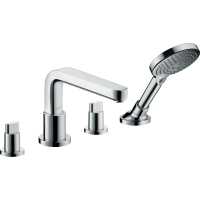 Внешняя часть смесителя для ванны hansgrohe Metris S на край ванны, на 4 отверстия, с душевым гарнитуром 31447000, хром