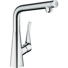Смеситель для кухонной мойки hansgrohe Metris Select M71 320, с вытяжным изливом, Eco 14785000, хром