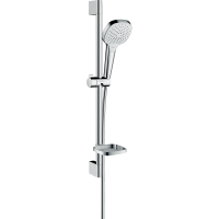 Душевой гарнитур hansgrohe Croma Select E 110 3jet Vario со штангой 65 см и мыльницей, белый/хром