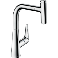 Смеситель для кухонной мойки hansgrohe Talis Select M51 220, с вытяжным изливом 1jet, sBox 73852000, хром