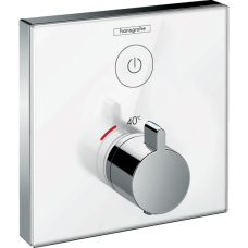 Внешняя часть термостата для душа hansgrohe ShowerSelect Glass скрытого монтажа на 1 потребителя 15737400, белый/хром
