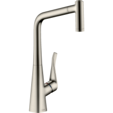 Смеситель для кухонной мойки hansgrohe Metris M71 320, с вытяжным душем 2jet 14820800, под сталь