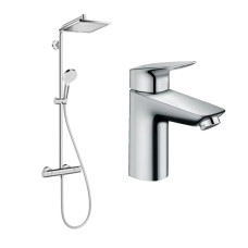 Готовый набор для душа hansgrohe Crometta со смесителем для раковины Logis HG-PR160, хром