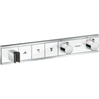Внешняя часть термостата для душа hansgrohe RainSelect скрытого монтажа на 3 потребителя, белый/хром