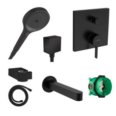 Готовый набор для ванны скрытого монтажа hansgrohe Finoris с ручным душем Rainfinity HG-PR74, матовый черный