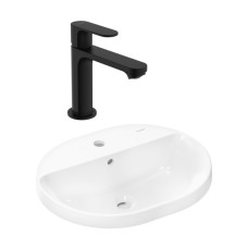 Готовый набор для раковины hansgrohe Xuniva U встраиваемой со смесителем Rebris S 110 HG-PR220, белый/матовый черный