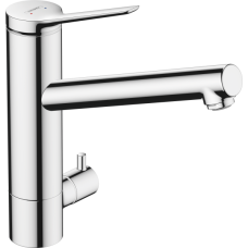 Смеситель для кухонной мойки hansgrohe Zesis M33 200, с поворотным изливом, с запорным вентилем 74807000, хром