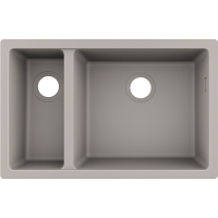 Кухонная мойка hansgrohe S51 S510-U635 интегрированная, с двумя чашами 180/450 43433380, серый бетон