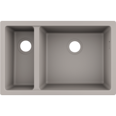 Кухонная мойка hansgrohe S51 S510-U635 интегрированная, с двумя чашами 180/450 43433380, серый бетон