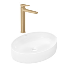 Готовый набор для раковины hansgrohe Xuniva D накладной со смесителем Metropol 260 HG-PR249, белый/шлифованная бронза