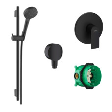Готовый набор для душа скрытого монтажа hansgrohe Vernis со смесителем Rebris HG-PR190, матовый черный