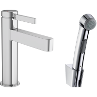 Смеситель для раковины hansgrohe Finoris 110, с набором для биде со шлангом и металлическим сливным гарнитуром