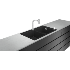 Кухонная комбинация hansgrohe C51-F770-10 врезная, с двумя чашами 370/370 43221000, черный графит