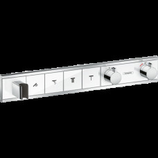 Внешняя часть термостата для душа hansgrohe RainSelect скрытого монтажа на 4 потребителя 15357400, белый/хром