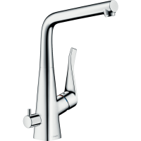 Смеситель для кухонной мойки hansgrohe Metris M71 320, с запорным вентилем 14888000, хром